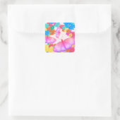 I Love Flowers. Butterfly Dream Quadratischer Aufkleber (Tasche)