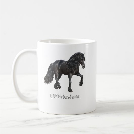 I Love Friesians Black Friesian Draft Horse Lovers Kaffeetasse (Links)