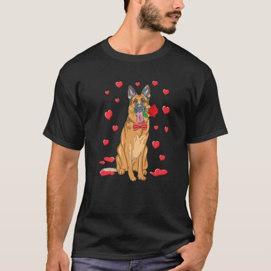 I Love German Shepherd Heart Valentines Day Funny  T-Shirt (Vorderseite)