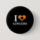 I Love Gingers Heart Shamrock Redhead Lover Shirt Button (Vorderseite)