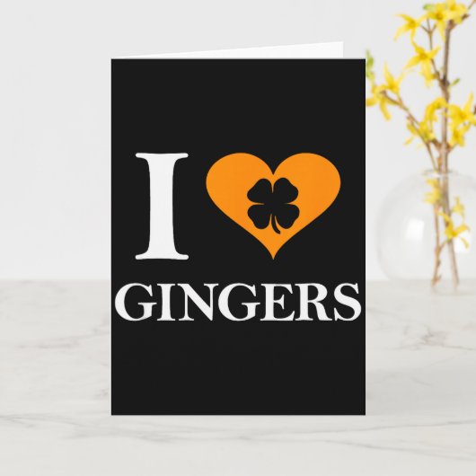 I Love Gingers Heart Shamrock Redhead Lover Shirt  Karte (Gelbe Blume)
