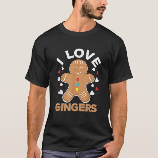 I Love Gingers Pastries Candy Cane Cookie Gingerbr T-Shirt (Vorderseite)