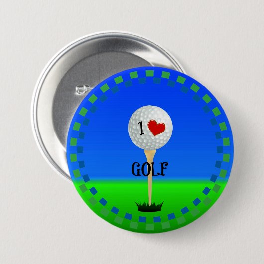 I Love Golf Button (Vorne & Hinten)