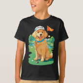 I Love Golf Golf Dog Illustration Golden Retriever T-Shirt (Vorderseite)