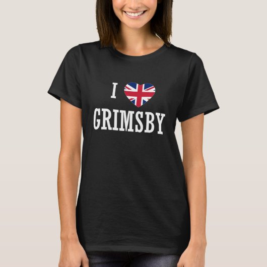 I Love Grimsby England Union Jack Flag Heart Engli T-Shirt (Vorderseite)
