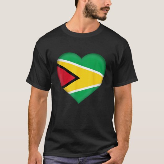I Love Guyana Guyanese Flag Heart Outfit T-Shirt (Vorderseite)
