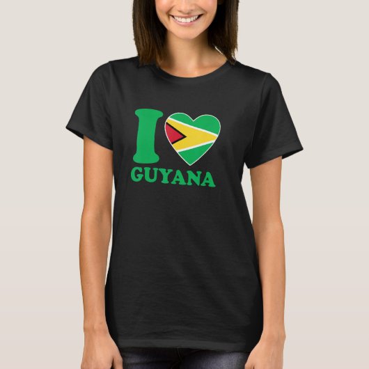 I Love Guyana Heart Flag Quote T-Shirt (Vorderseite)