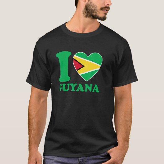 I Love Guyana Heart Flag Quote T-Shirt (Vorderseite)