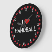 I Love Handball, popular design Große Wanduhr (Winkel)