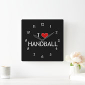 I Love Handball, popular design, Quadratische Wanduhr (Zuhause)