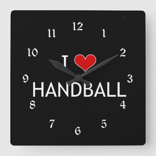I Love Handball, popular design, Quadratische Wanduhr (Vorderseite)