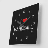 I Love Handball, popular design, Quadratische Wanduhr (Winkel)