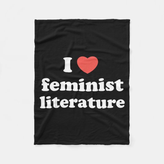 I Love Heart Feminist Literature  Fleecedecke (Vorderseite)