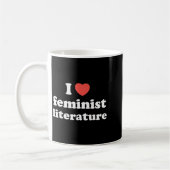 I Love Heart Feminist Literature  Kaffeetasse (Links)