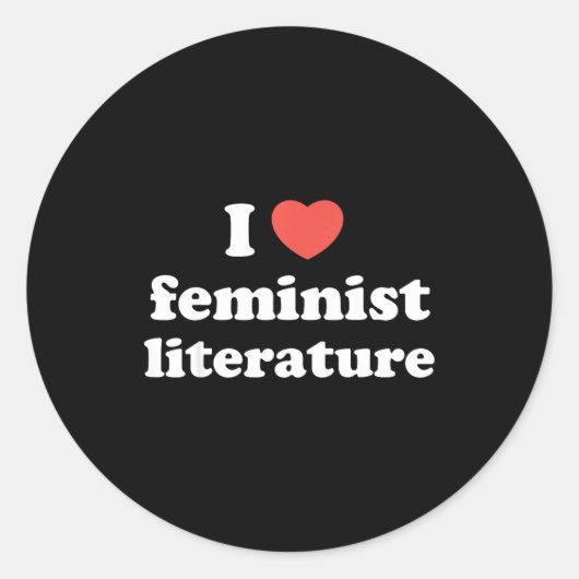 I Love Heart Feminist Literature Runder Aufkleber (Vorderseite)