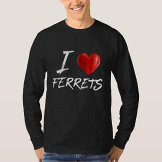 I Love Heart Ferrets Animal Pet T-Shirt