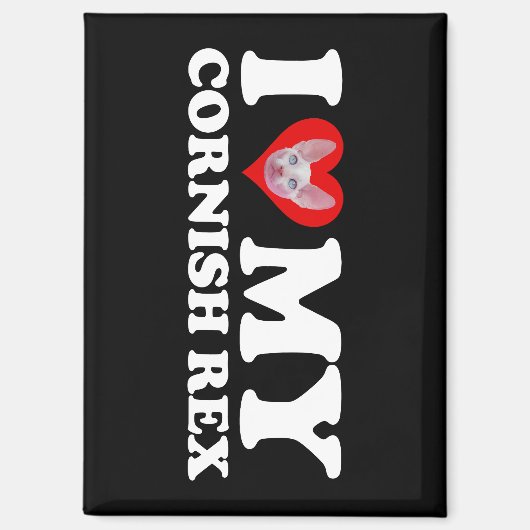 I Love (Heart) My Cornish Rex Magnet (Vorderseite)