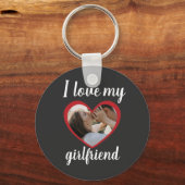I love heart my girlfriend custom photo grey schlüsselanhänger (Vorderseite)
