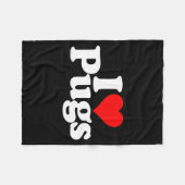I Love Heart Pugs Pug Dog Canine Fleecedecke (Vorderseite (Horizontal))