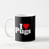 I Love Heart Pugs Pug Dog Canine Kaffeetasse (Links)