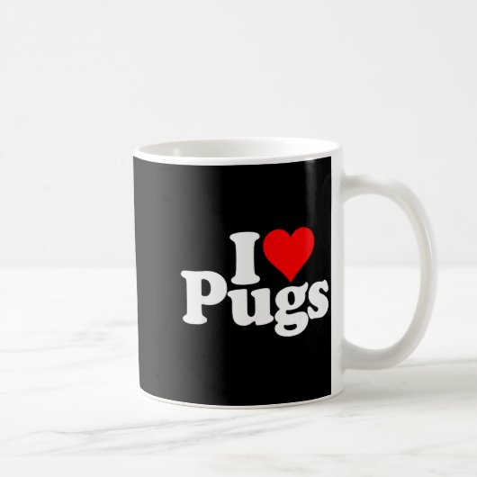 I Love Heart Pugs Pug Dog Canine Kaffeetasse (Rechts)