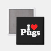 I Love Heart Pugs Pug Dog Canine Magnet (Vorderseite/Rückseite)
