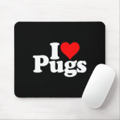 I Love Heart Pugs Pug Dog Canine  Mousepad (Mit Mouse)