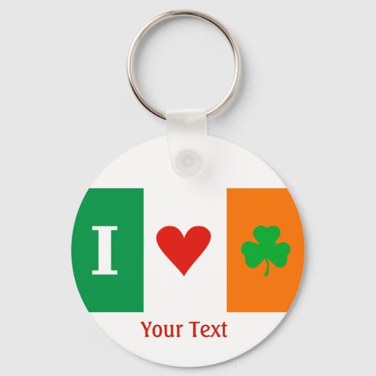 I Love Heart Shamrocks Ireland Flag Keyring Schlüsselanhänger (Vorderseite)