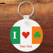 I Love Heart Shamrocks Ireland Flag Keyring Schlüsselanhänger (Vorderseite)