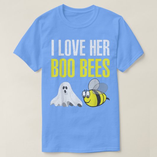 I Love Her Boo Bees Couples Halloween Adult Costum T-Shirt (Design vorne)
