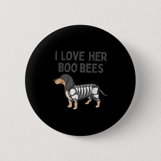 I Love Her Boo Bees Funny Halloween Dachshund Ween Button (Vorderseite)