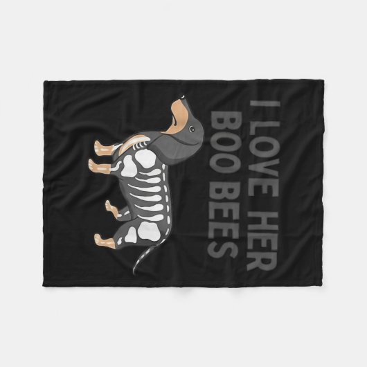 I Love Her Boo Bees Funny Halloween Dachshund Ween Fleecedecke (Vorderseite (Horizontal))