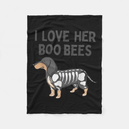 I Love Her Boo Bees Funny Halloween Dachshund Ween Fleecedecke (Vorderseite)
