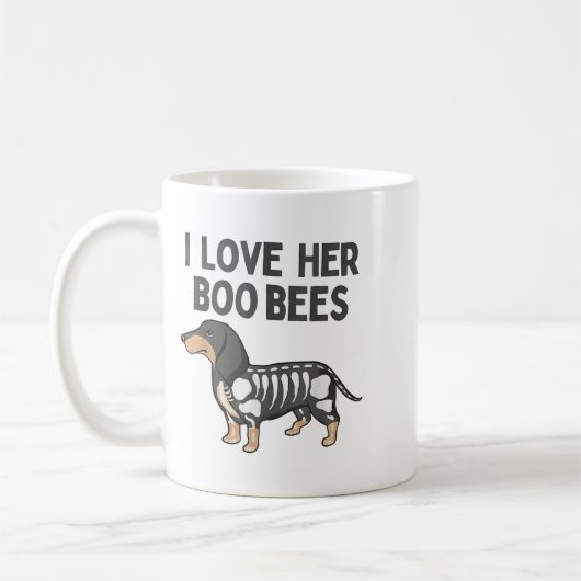 I Love Her Boo Bees Funny Halloween Dachshund Ween Kaffeetasse (Links)
