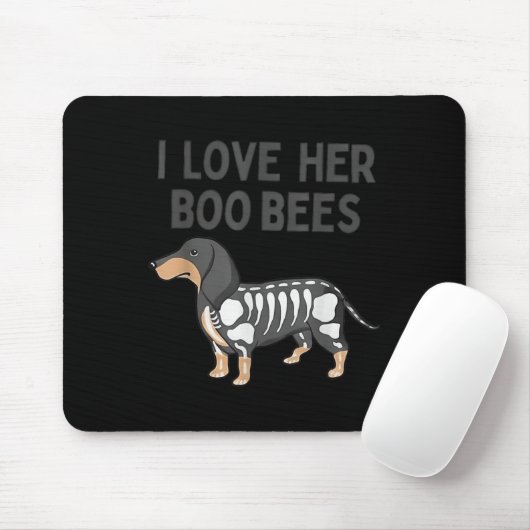 I Love Her Boo Bees Funny Halloween Dachshund Ween Mousepad (Mit Mouse)