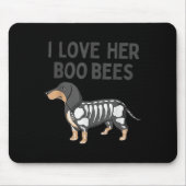 I Love Her Boo Bees Funny Halloween Dachshund Ween Mousepad (Vorne)
