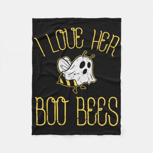 I Love Her Boo Bees Paare Halloween Adult Costum Fleecedecke (Vorderseite)