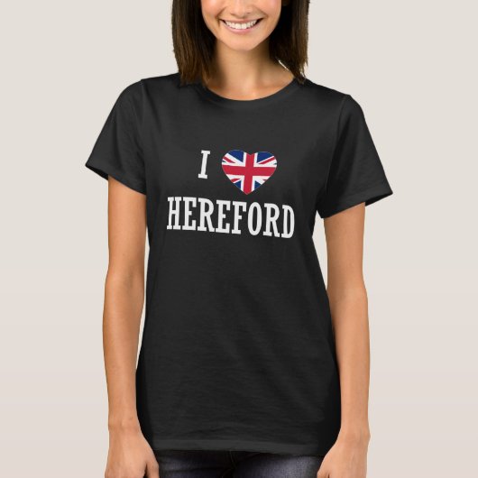 I Love Hereford England Union Jack Flag Heart Engl T-Shirt (Vorderseite)