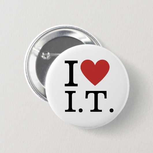 I ❤️ Love I.T. CUSTOMIZABLE Pins Button (Vorne & Hinten)
