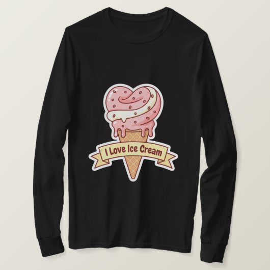 "I Love Ice Cream" Heart Swirl Cone T-Shirt (Design vorne)