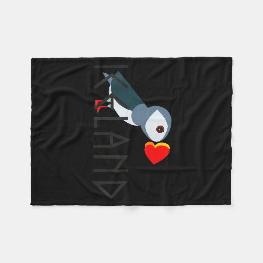 I Love Iceland Puffin Icelandic Gift Fleecedecke (Vorderseite (Horizontal))