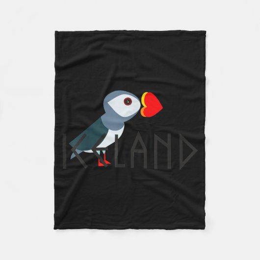 I Love Iceland Puffin Icelandic Gift Fleecedecke (Vorderseite)