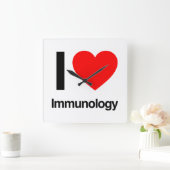 i Love Immunology Quadratische Wanduhr (Zuhause)