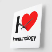 i Love Immunology Quadratische Wanduhr (Winkel)