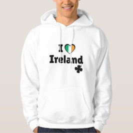 I Love Ireland Irish Flag Heart & Shamrock (Black) Hoodie