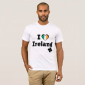 I Love Ireland Irish Flag Heart & Shamrock (Black) T-Shirt (Vorne ganz)