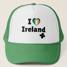 I Love Ireland Irish Flag Heart & Shamrock (Black) Truckerkappe