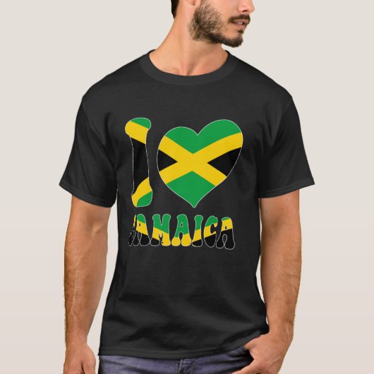 I Love Jamaica I Love Kingston Jamaica Flag Heart T-Shirt (Vorderseite)