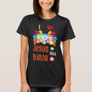 I Love Jesus And Bingo Christian Cross Board Games T-Shirt