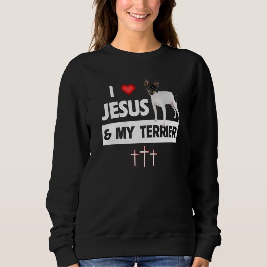 I Love Jesus and My Smooth Fox Terrier Dog Mom Dad Sweatshirt (Vorderseite)